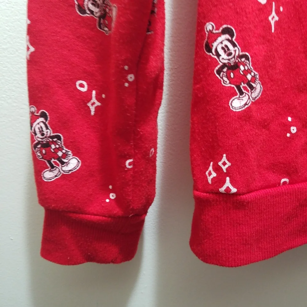 Disney Santa Mickey Mouse Red Kids XL 16 Sweatshirt Christmas Holiday Festive